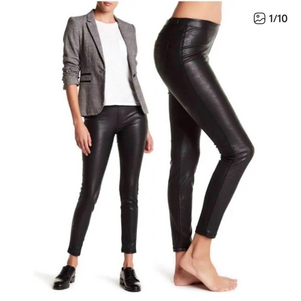 BLANK NYC Black Faux Leather Trousers Pants Leggings, Pull-On High Rise, 30” - Picture 2 of 8